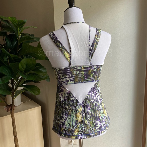 Lululemon Running In The City Tank Floral Sport White Multi Green Purple Size 6 - Picture 7 of 11